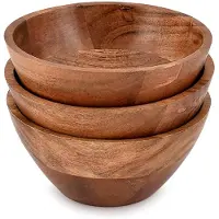 Unyqoos Set van drie houten schalen met mini bekers voor dips en kruiden