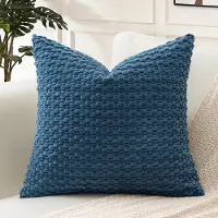 Unyqoos Decoratieve blauwe kussensloop van zacht corduroy voor woonkamer en kantoor