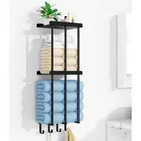Unyqoos Stijlvolle Zelfklevende Handdoekhouder met Plank voor Badkamer en Wandmontage