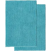 Unyqoos Zachte Turquoise Douche- en Badkamermatten Set met Antislip en Microvezelabsorptie, 50 x 80 cm, 2 stuks