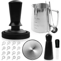 Unyqoos Uitgebreide baristaset met tamper, melkopschuimkan en decoratieve sjablonen