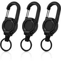 Unyqoos Uittrekbare Sleutelhanger Set van 3 met 60 cm Staaldraad en Karabijnhaak voor Outdoor