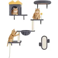 Unyqoos Modulaire klimwand met kattenhuis en krabpalen voor actieve katten