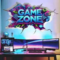 Unyqoos 3D Gaming Muursticker voor Kinderkamer en Speelruimte in Blauwe Kleuren