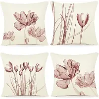 Unyqoos Sierlijke Bloemen Kussenhoezen Set van 4 in Linnen voor Binnen- en Buitengebruik 40x40 cm