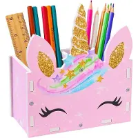 Unyqoos Eenhoorn Tafel Organizer Houten Bureau Kinderbureau Opgeruimde Make-up Borstel Houder Organizer Roze Eenhoorn
