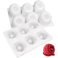 Unyqoos Herbruikbare siliconen bakvorm met 6 framboosvormige bakjes voor desserts