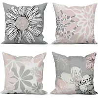 Unyqoos Set van 4 moderne kussenslopen met bloemenpatroon voor decoratie