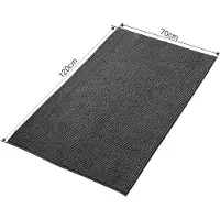 Unyqoos Luxueuze Antislip Badmat voor Badkamer, Douche en Toilet - Donkergrijs Chenille Design, 70 x 120 cm