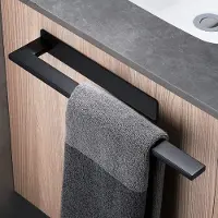 Unyqoos Stijlvolle Zelfklevende Handdoekhouder voor Badkamer en Keuken - Roestvrij Staal, Mat Zwart, Ruimtebesparend Ontwerp