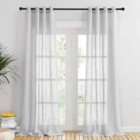 Unyqoos Gordijnen in Linnenlook met Oogjes voor Slaapkamer en Woonkamer, Lichtgrijs, 2 Stuks, 240 x 132 cm