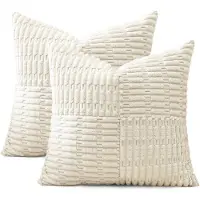 Unyqoos Set van 2 decoratieve corduroy kussenhoezen met gestreept patroon voor diverse interieurs