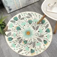 Unyqoos Ronde kleine badmat, 60 cm, ronde bloemenplant, wasbaar, antislip, zacht, laagpolig tapijt voor entree, binnen, douche, kamer, kinderkamer, slaapkamer
