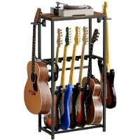 Unyqoos Multifunctionele Gitaarstandaard voor Diverse Instrumenten met Accessoirehouder en EVA-bescherming in Bruin en Zwart