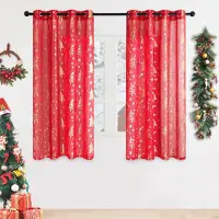 Unyqoos Set van twee moderne semi-transparante kerstgordijnen voor de keuken