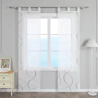 Unyqoos Transparante voile schuifgordijnen set voor woonkamer met lussen 57x145cm