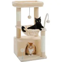 Unyqoos Compacte kattenboom in cactusthema met hangmat, sisal krabstam en speelpompons – stabiele, ruimtebesparende krabboom voor binnenshuis