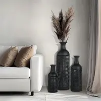 Unyqoos Decoratieve moderne vloervazen set van 3 in zwart voor elke ruimte