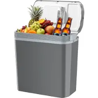 Unyqoos Compacte en Multifunctionele Koelbox voor Auto en Thuisgebruik, 24 Liter Capaciteit, Grijs