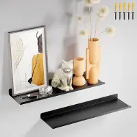 Unyqoos Zwarte metalen wandrekken set van 2 voor decoratieve en praktische opbergruimte