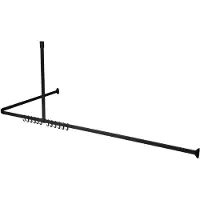 Unyqoos Veelzijdige Zwarte Aluminium Douchegordijnstang Set met Flexibele Configuraties en Accessoires