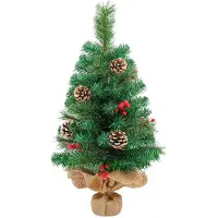Unyqoos Compacte Mini-kerstboom van 60 cm met Decoratieve Dennenappels en Bessen