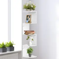 Unyqoos Wit hoekrek met vijf niveaus voor stijlvolle wandmontage en decoratie