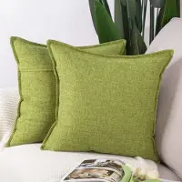 Unyqoos Verfrissende Set van 2 Zachte Linnen Kussenhoezen voor Bank en Slaapkamer, Lichtgroen, 40x40 cm