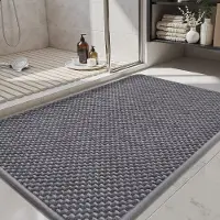 Unyqoos Absorberende en Antislip Chenille Badmat in Donker- en Lichtgrijs, 40x60 cm