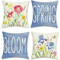 Unyqoos Set van 4 Decoratieve Kussenhoezen met Bloemmotief voor Binnen en Buiten, 45 x 45 cm, Paars