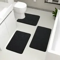 Unyqoos Set van drie luxe badkamertapijten met antislip en absorberend traagschuim