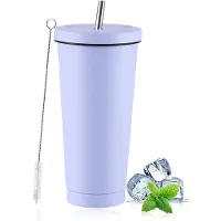 Unyqoos Isoleerbare Roestvrijstalen Reisbeker met Deksel en Herbruikbaar Rietje, 750 ml, Voor Koude en Warme Dranken