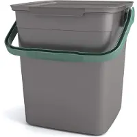 Unyqoos Stijlvolle en Functionele Biologische Afvalemmer met Veiligheidsvergrendeling en Handvat, Grijs/Groen, 9 Liter Capaciteit