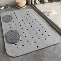Unyqoos Grijze antislip douchemat met massage en drainagegaten voor veilig baden