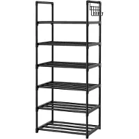Unyqoos Slim en Hoog Schoenenrek met 6 Verstelbare Metalen Planken voor Diverse Ruimtes