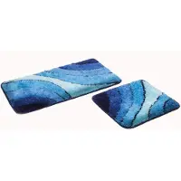 Unyqoos Comfortabele Blauwe Badmatset van 2 Stuks met Antislip en Wasmachinebestendigheid