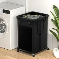 Unyqoos Stijlvolle Grote Wasmand met Wielen voor Gemakkelijk Transport en Opslag in Huis