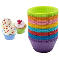 Unyqoos Herbruikbare siliconen bakvormpjes voor muffins en cupcakes, set van 24 stuks
