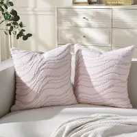 Unyqoos Set van Twee Roze Fluwelen Kussenslopen met Zacht Golfontwerp voor Huisdecoratie