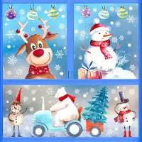Unyqoos Herbruikbare aquarel raamstickers voor kerstdecoratie en winterse sfeer