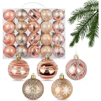 Unyqoos Set van 40 onbreekbare kerstballen in rosegoud voor feestelijke decoratie