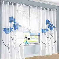 Unyqoos Set van twee transparante gordijnsjaals met bloemenprint voor elke kamer