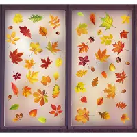 Unyqoos Herfstige raamstickers voor sfeervolle Thanksgiving decoratie met bladeren
