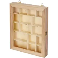 Unyqoos Houten vitrine met 16 vakken voor persoonlijke decoratie en organisatie