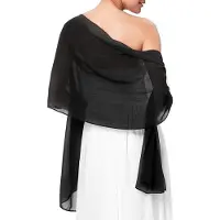 Unyqoos Stijlvolle en Elegante Zwarte Chiffon Sjaal voor Dames, Perfect voor Elke Gelegenheid