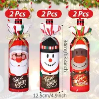 Unyqoos Set van 6 decoratieve wijnfleshoezen met kerstmotieven voor feestelijke tafeldecoratie