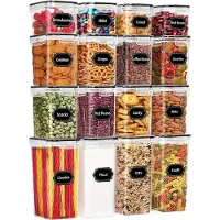 Unyqoos voorraaddozen met deksel, set van 16, BPA-vrij, luchtdichte opbergdozen, keukenorganizer voor cornflakes, muesli, meel, voorraaddozen met etiketten