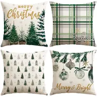 Unyqoos Set van 4 decoratieve kerstkussenhoezen voor een feestelijke sfeer in huis