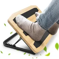 Unyqoos Ergonomische houten voetsteun met 7 verstelbare hoogtes voor thuis en kantoor