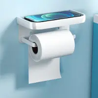 Unyqoos Zelfklevende toiletrolhouder met grote opbergruimte, gemaakt van hoogwaardig aluminium – roest- en corrosiebestendig, met een draagvermogen van 3 kg, geschikt voor badkamer en keuken